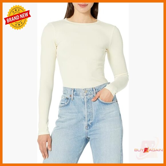 Knot Back Bodysuit Long Sleeve Cotton Modal Spandex Blend Fitted Medium